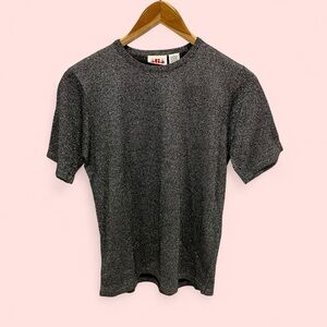 Cute Vintage 90’s metallic silver short sleeve luxury sweater fancy